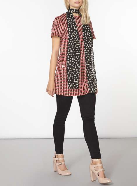 Red Dogstooth Pocket Tunic